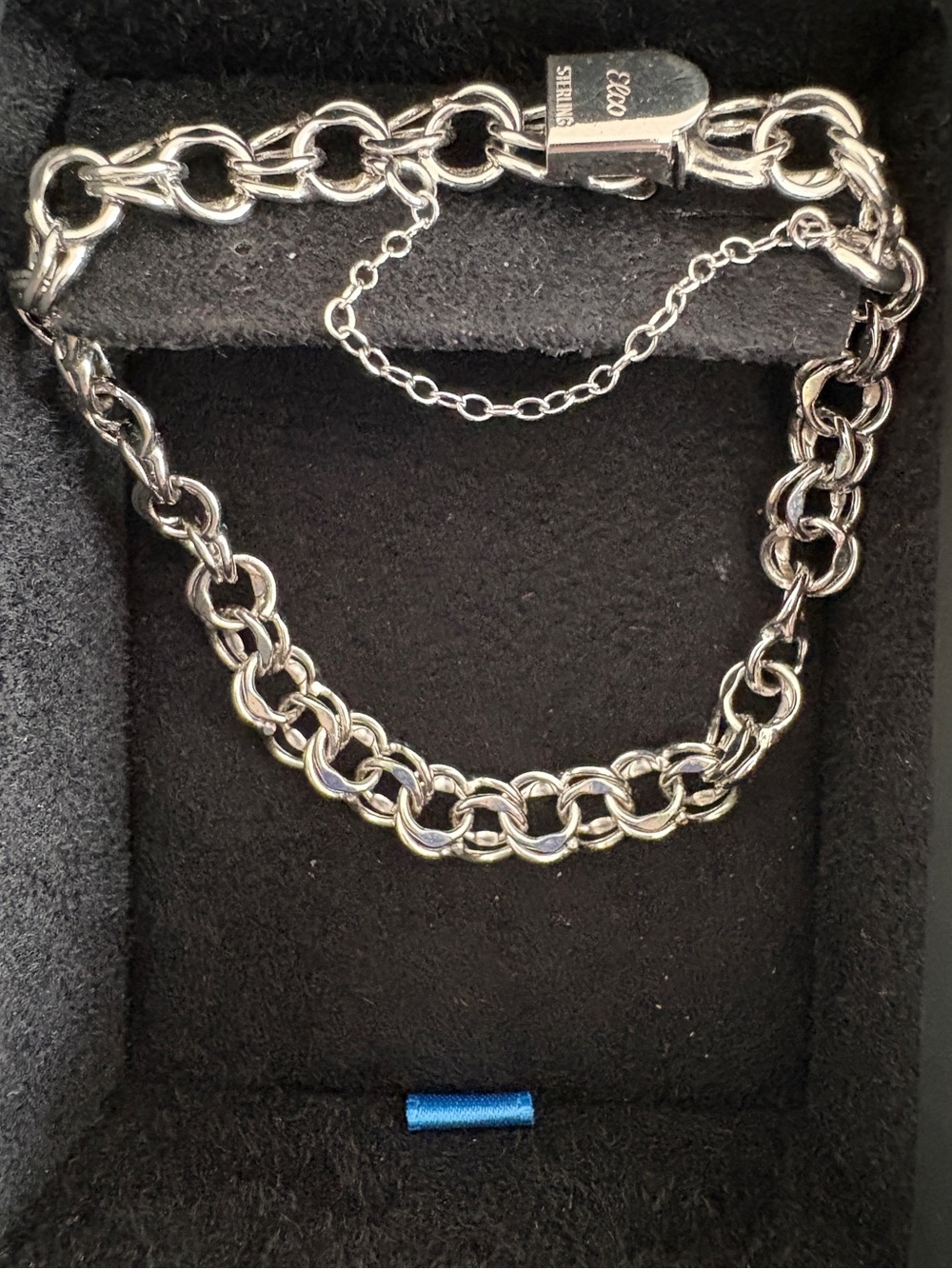 Sterling Silver Elco Double Link Bracelet. Perfect For Adding Charms